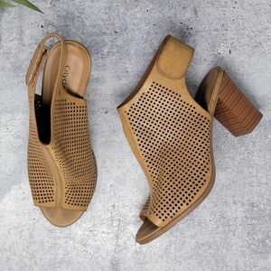 CityClassified | Perforated Peep Toe 3" Heeled Booties